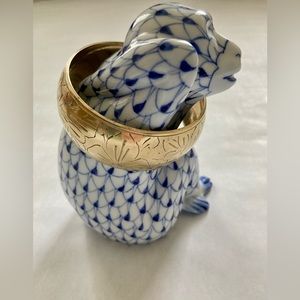 VINTAGE Wide Brass Bangle w/ Floral Etching